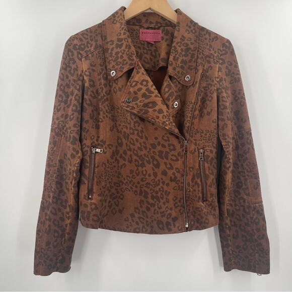 MARRAKECH x Anthropologie Jacket Size Small Marni Leopard Moto Animal Print Zip - Picture 15 of 16